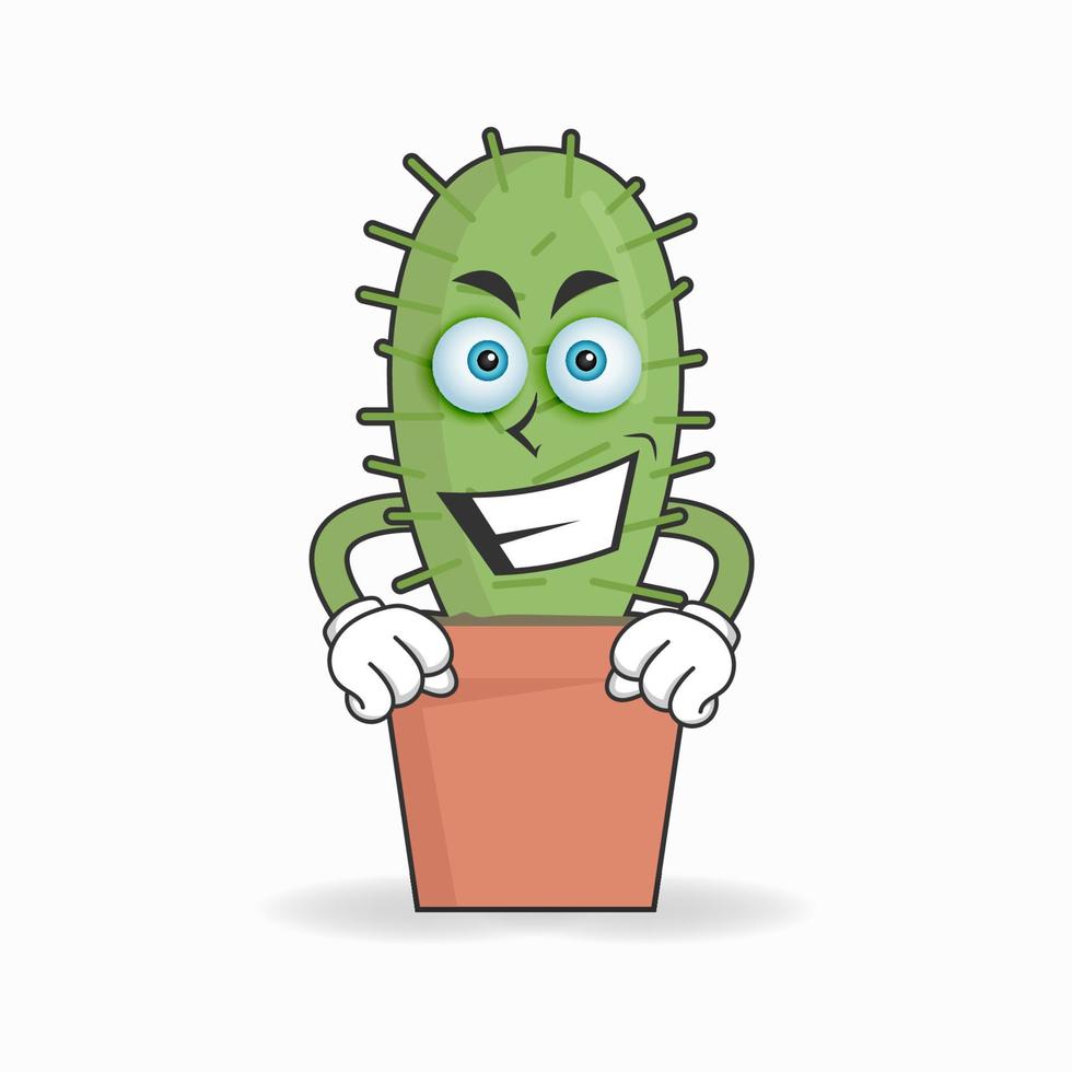 Personaje de mascota de cactus con expresión de sonrisa. ilustración vectorial vector