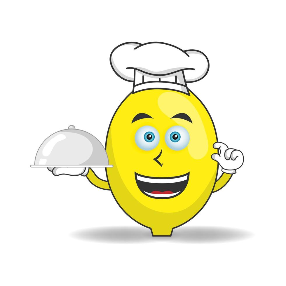 The Lemon mascot character becomes a chef. vector illustration