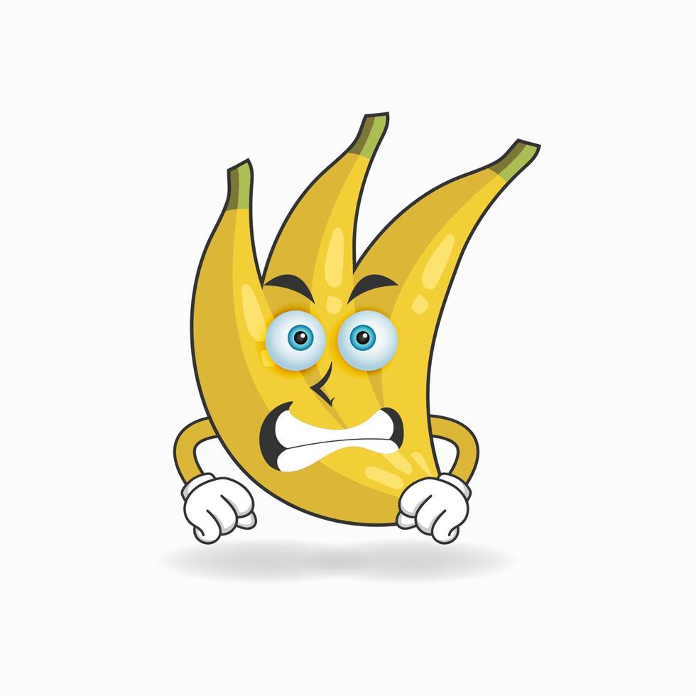 Banana mascot character with angry expression. vector illustration