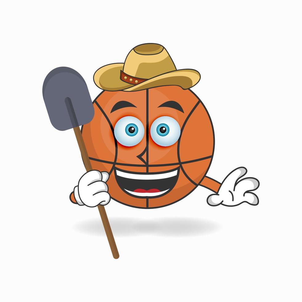 The Basketball mascot character becomes a farmer. vector illustration