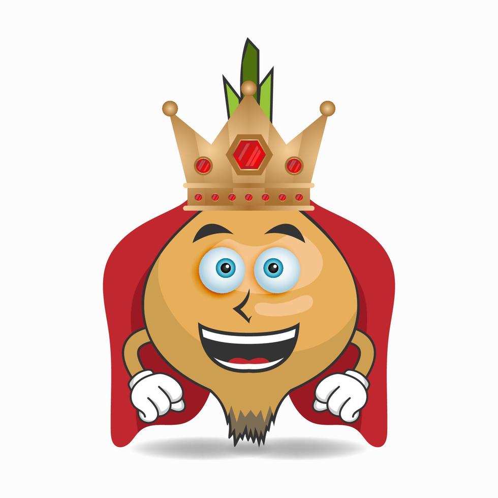 The Onion mascot character becomes a king. vector illustration