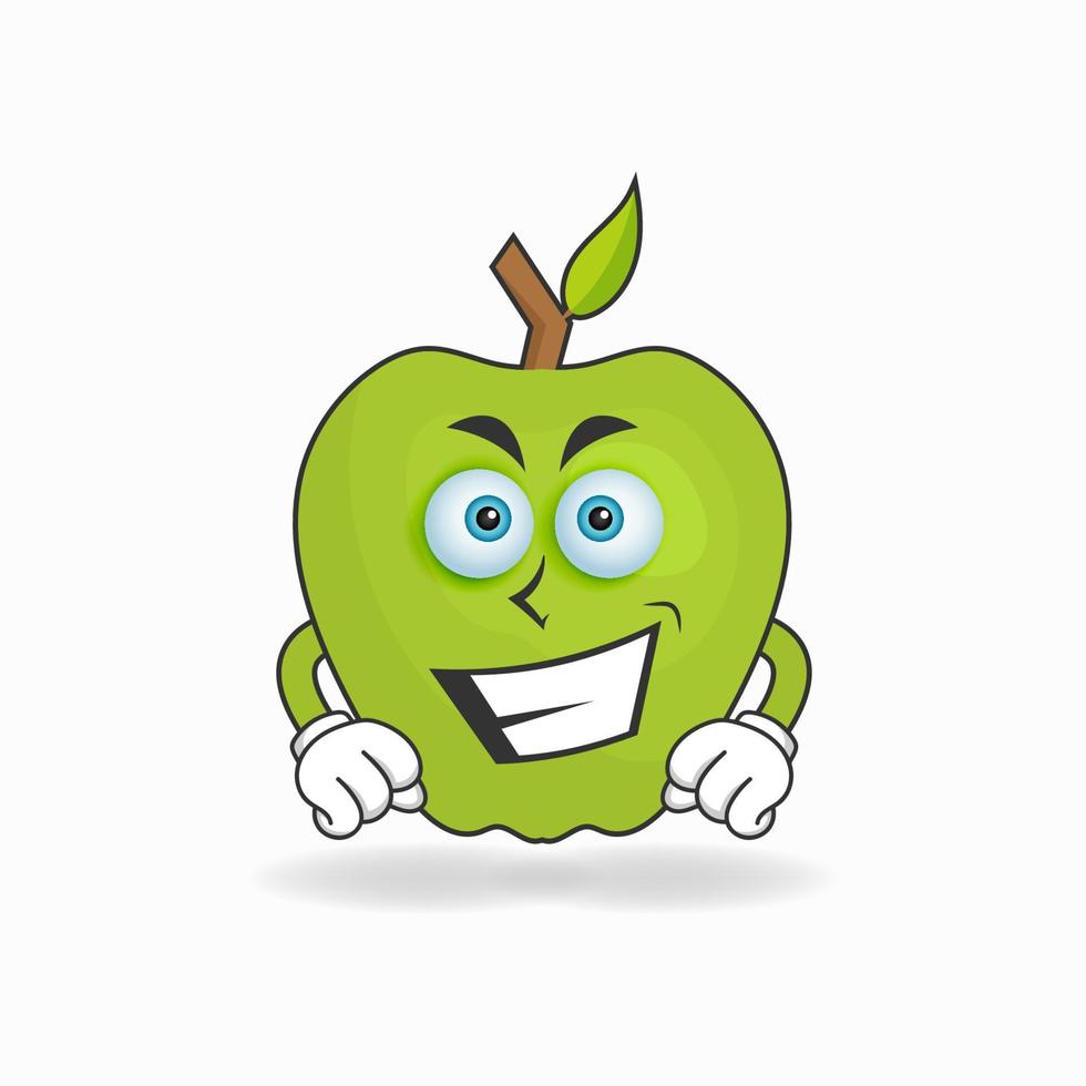 Apple mascot character with smile expression. vector illustration