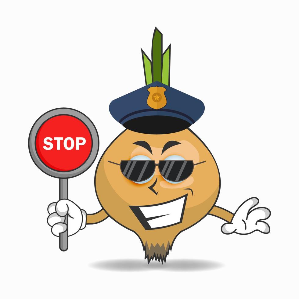 The Onion mascot character becomes a policeman. vector illustration