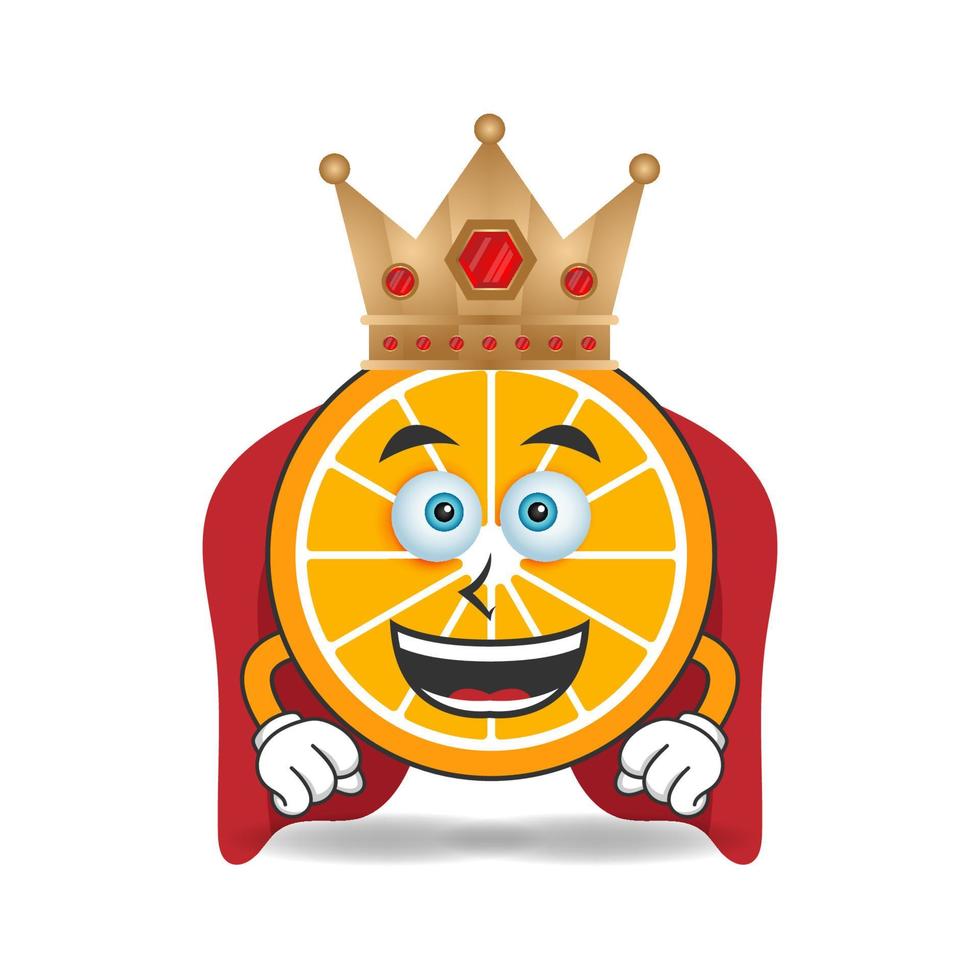 The Orange mascot character becomes a king. vector illustration
