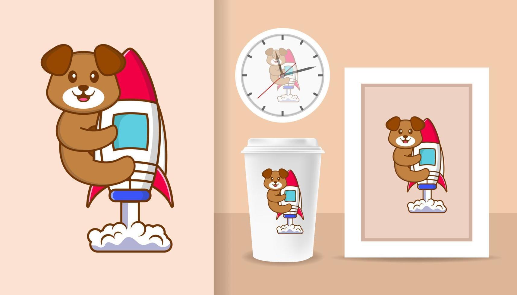 Cute dog cartoon character. Prints on T-shirts, sweatshirts, cases for mobile phones, souvenirs. Isolated vector illustration.