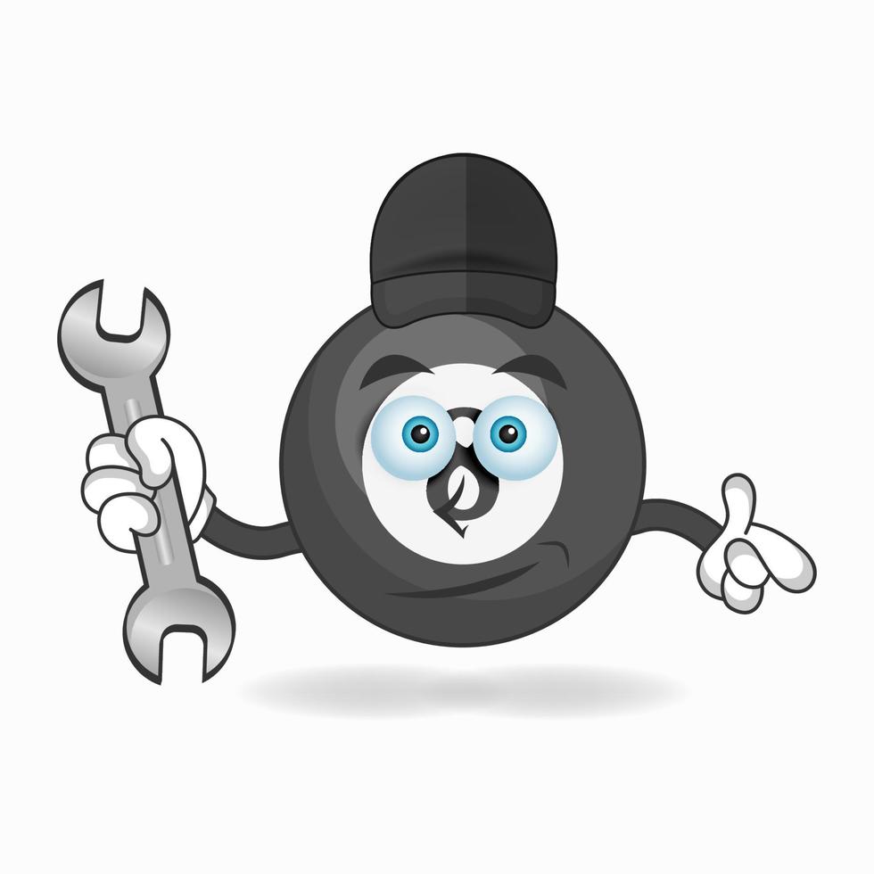 The Billiard ball mascot character becomes a mechanic. vector illustration