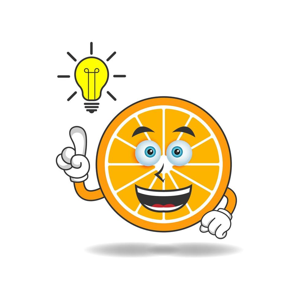 The Orange mascot character with an expression gets an idea. vector illustration