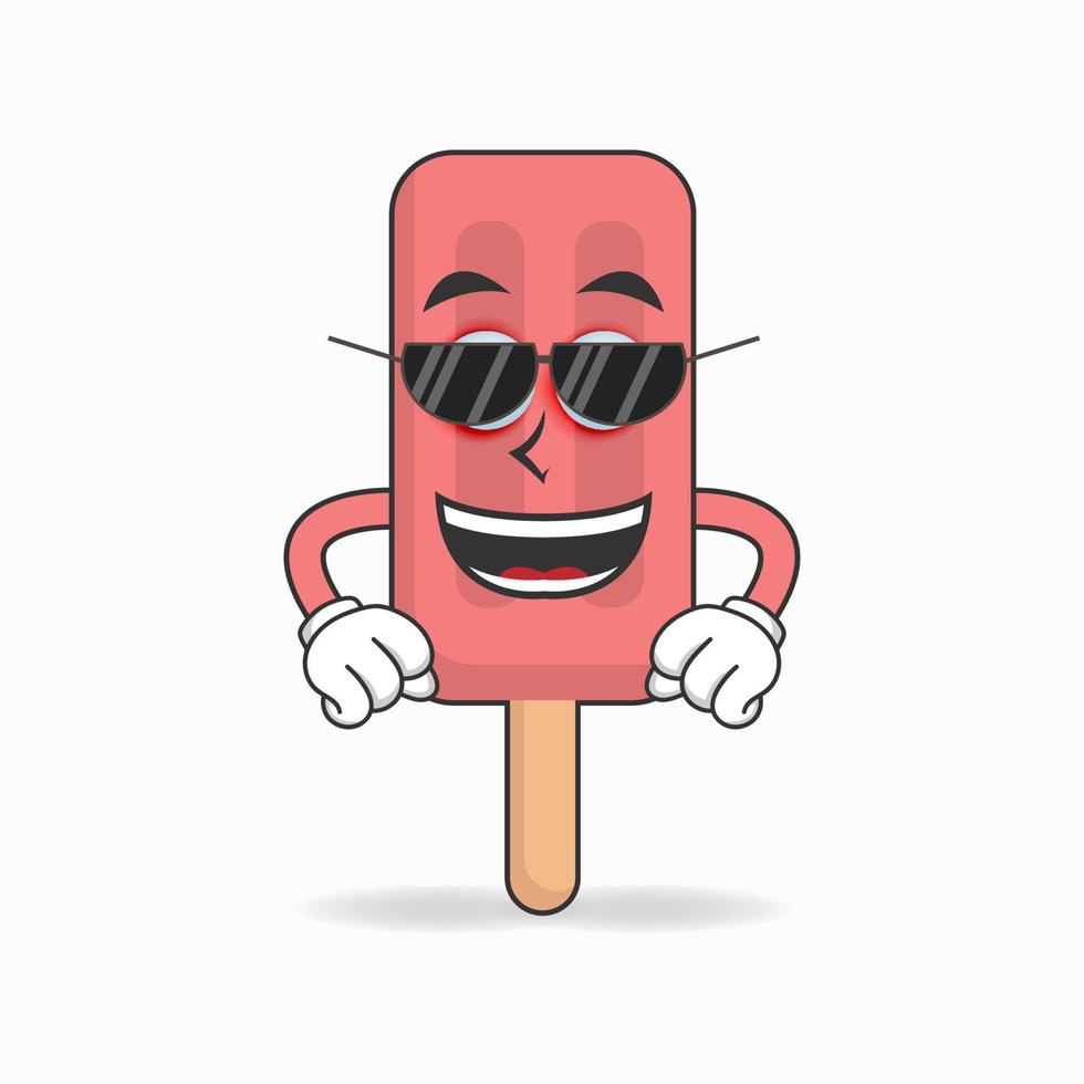 Red Ice Cream mascot character with sunglasses. vector illustration