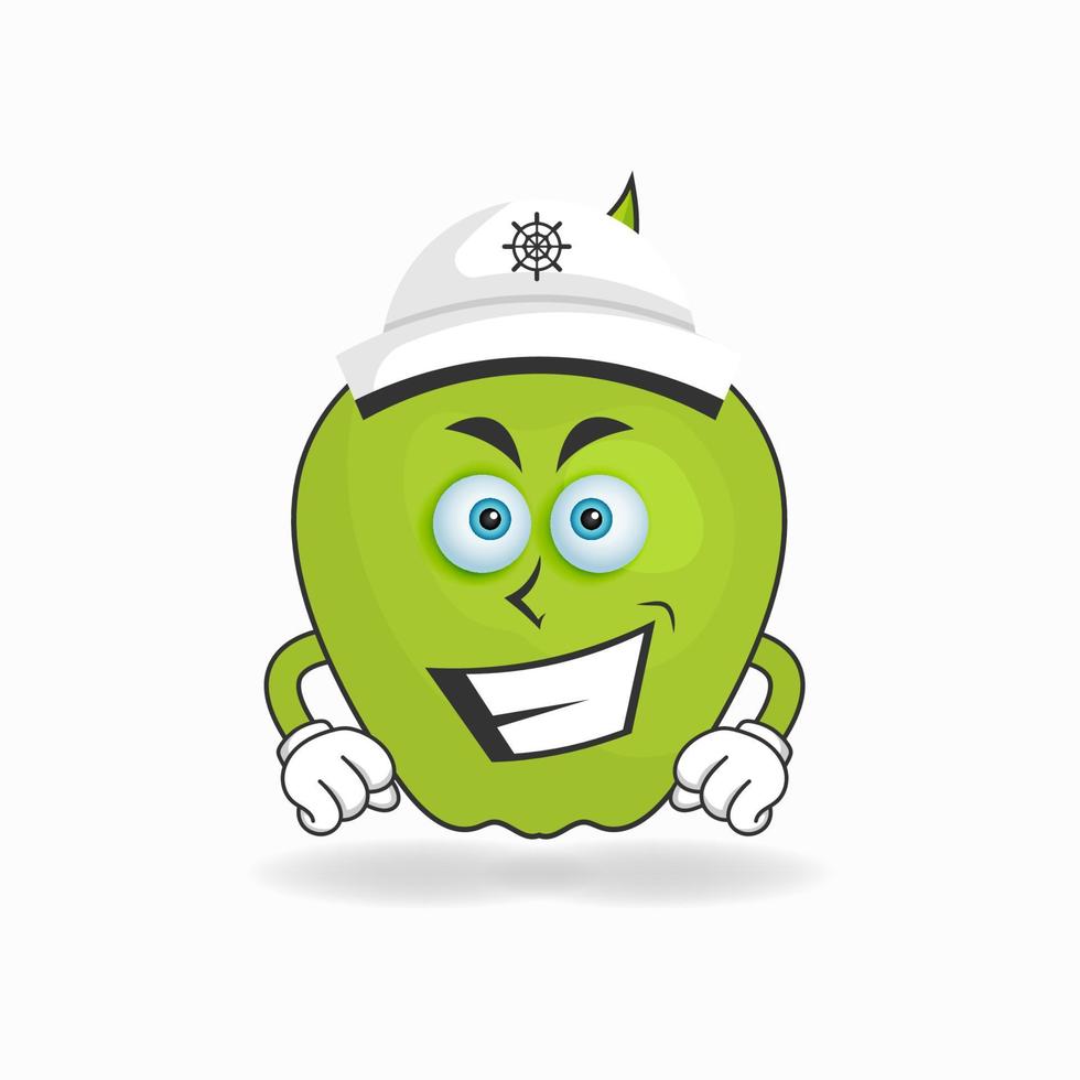 The Apple mascot character becomes a captain. vector illustration