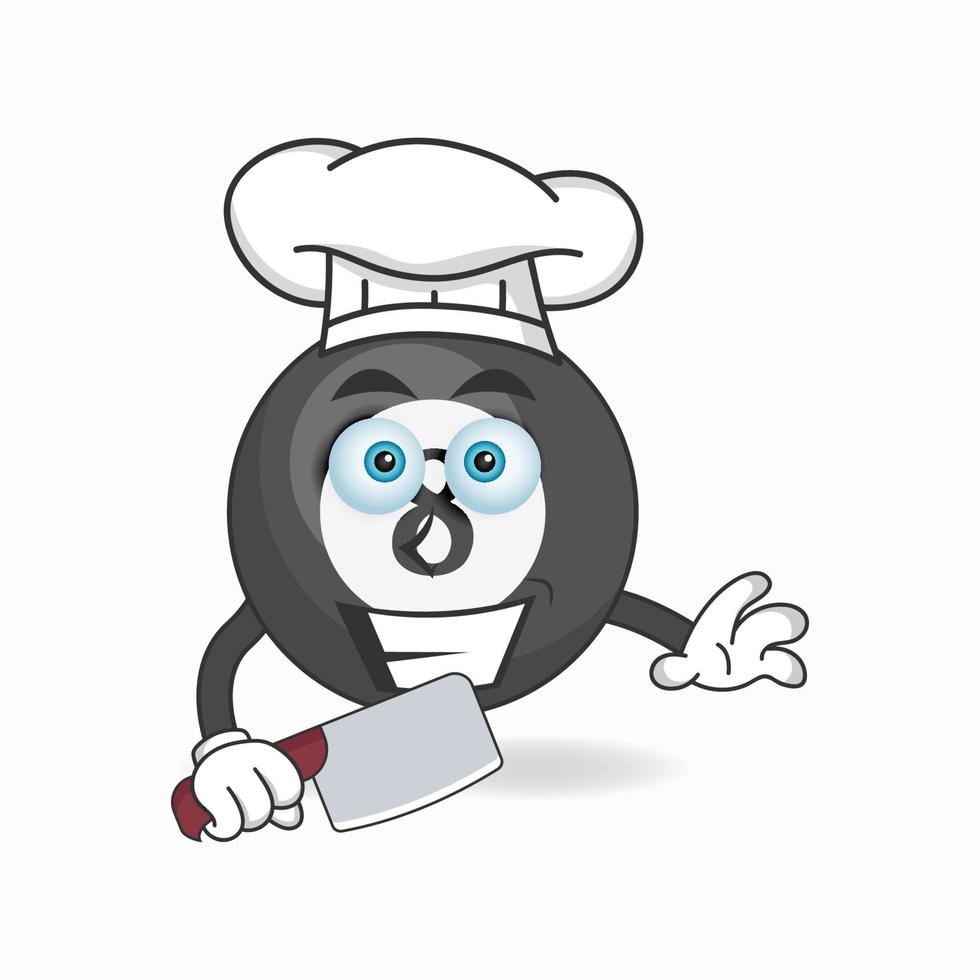 el personaje de la mascota de la bola de billar se convierte en chef. ilustración vectorial vector