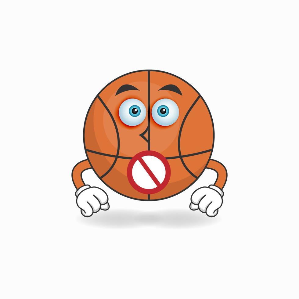 The Basketball mascot character with a speechless expression. vector illustration