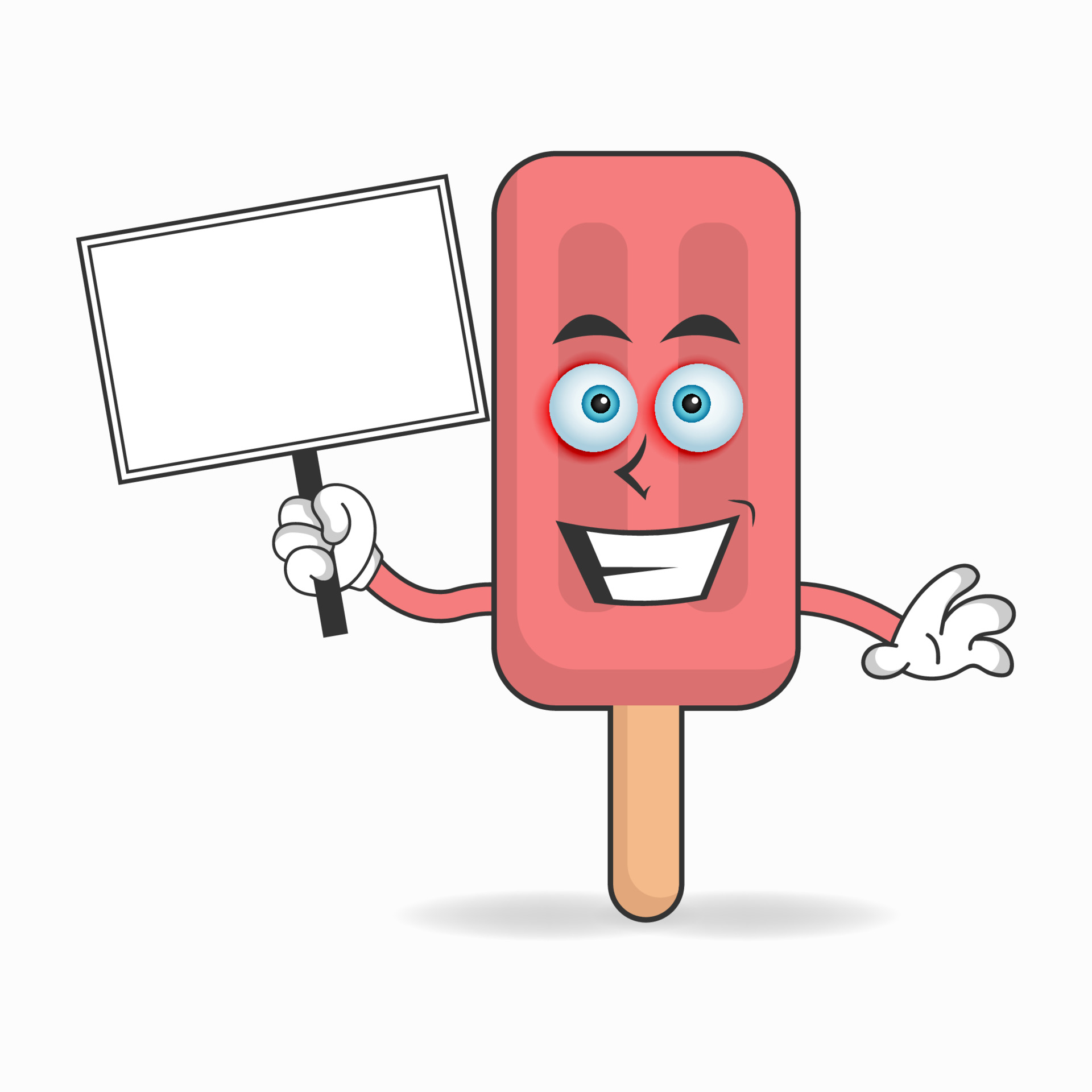Red Ice Cream mascot character holding a white blackboard. vector
