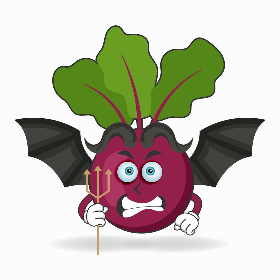 el personaje de la mascota de la cebolla morada se convierte en un diablo. ilustración vectorial vector