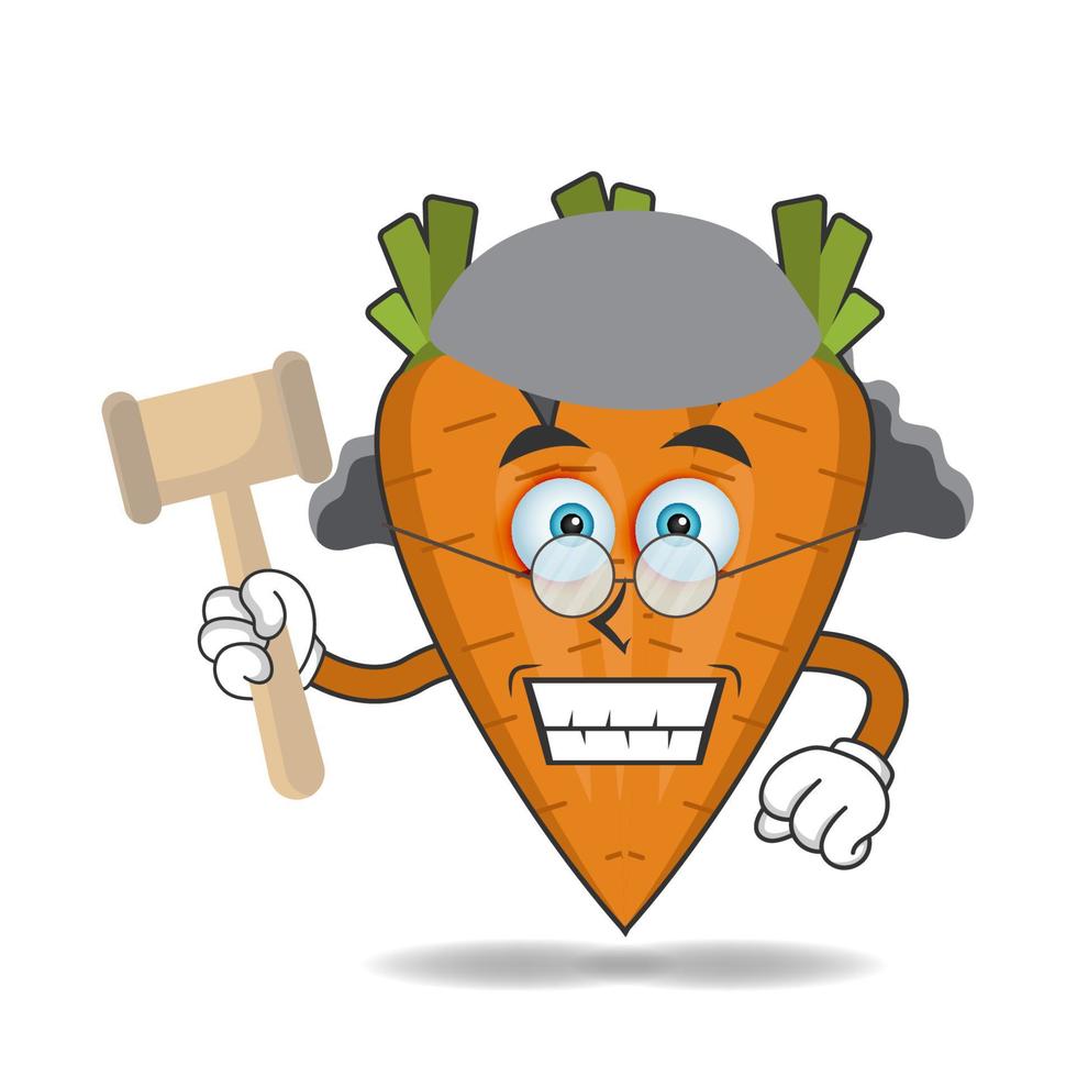 The Carrot mascot character becomes a judge. vector illustration