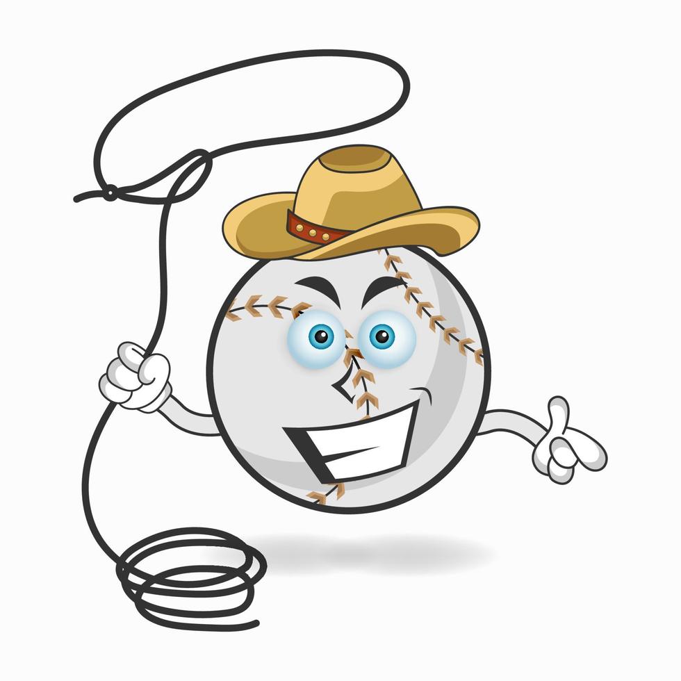 The Baseball mascot character becomes a cowboy. vector illustration