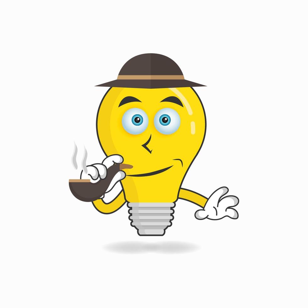 Bulb mascot character smoking. vector illustration