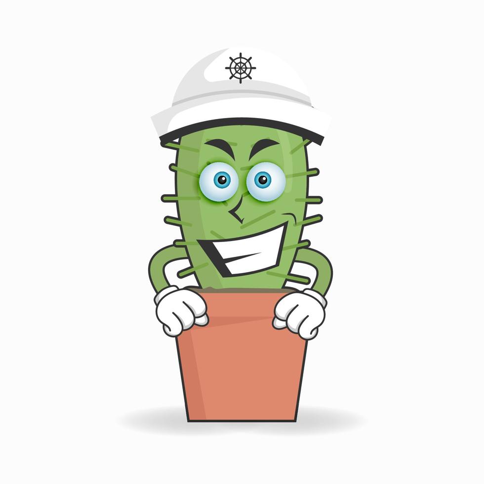 The Cactus mascot character becomes a captain. vector illustration