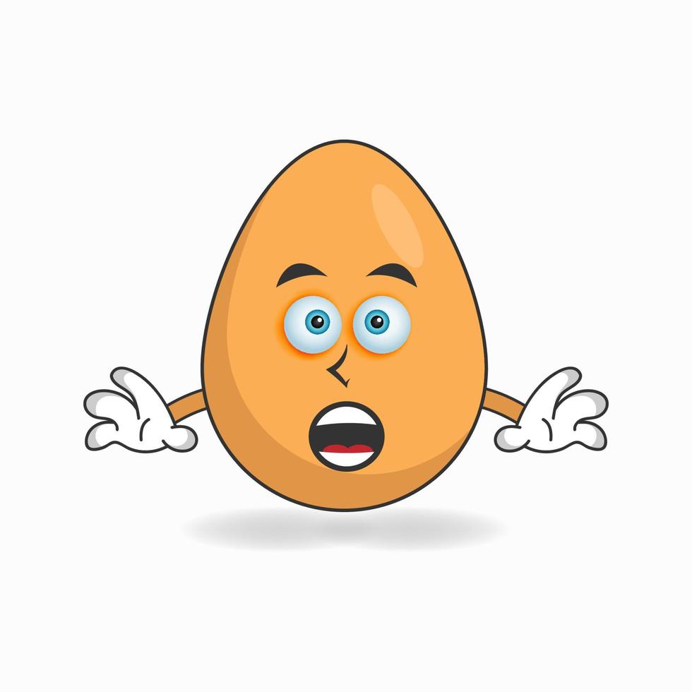 personaje de mascota de huevo con expresión de sorpresa. ilustración vectorial vector