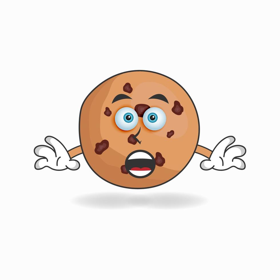 Cookies mascot character with shocked expression. vector illustration