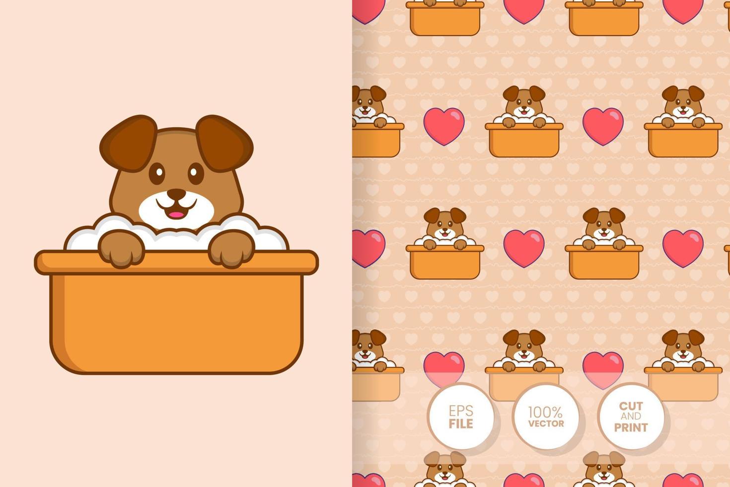 Cute dog cartoon character. seamless pattern background. vector