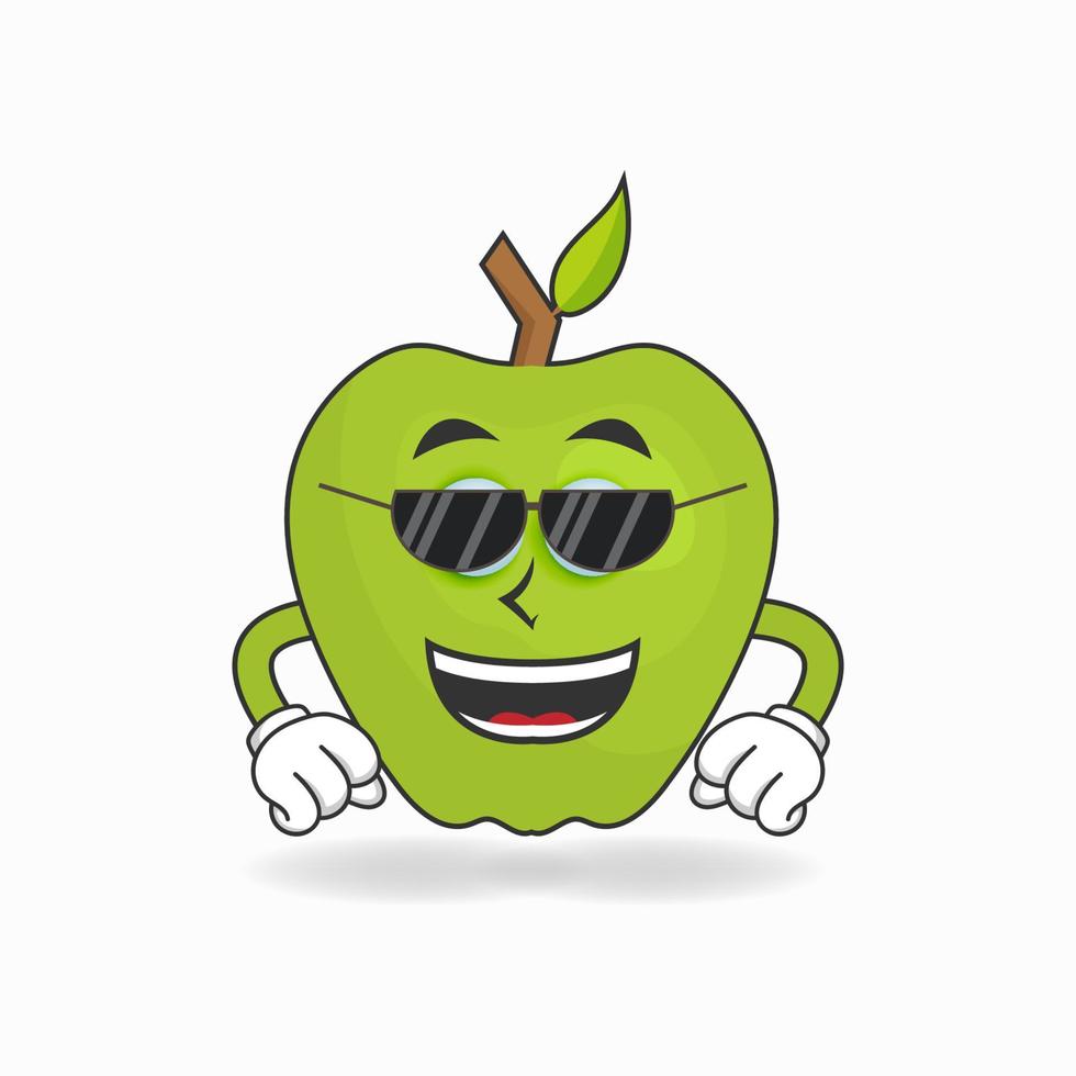 Apple mascot character with sunglasses. vector illustration