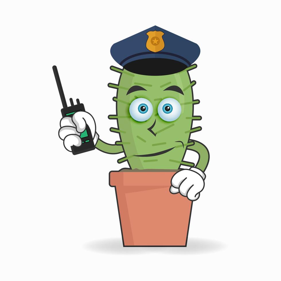 The Cactus mascot character becomes a policeman. vector illustration