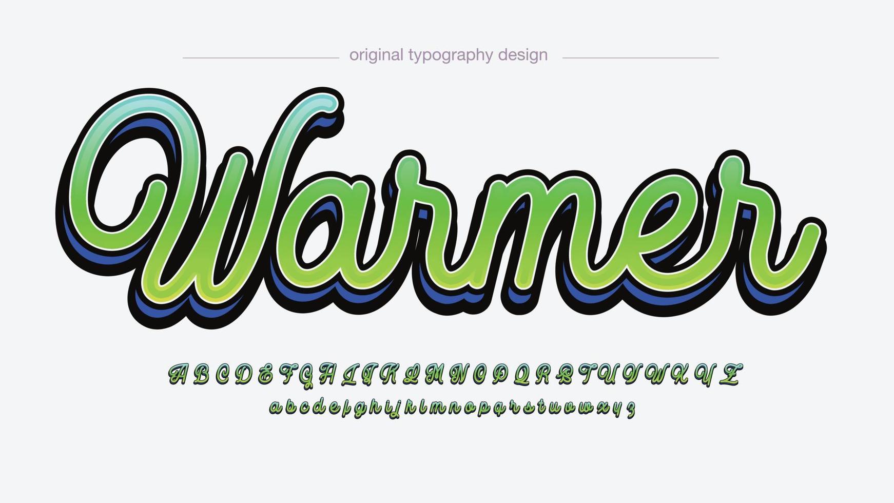 neon green fine 3d cursive typography vector