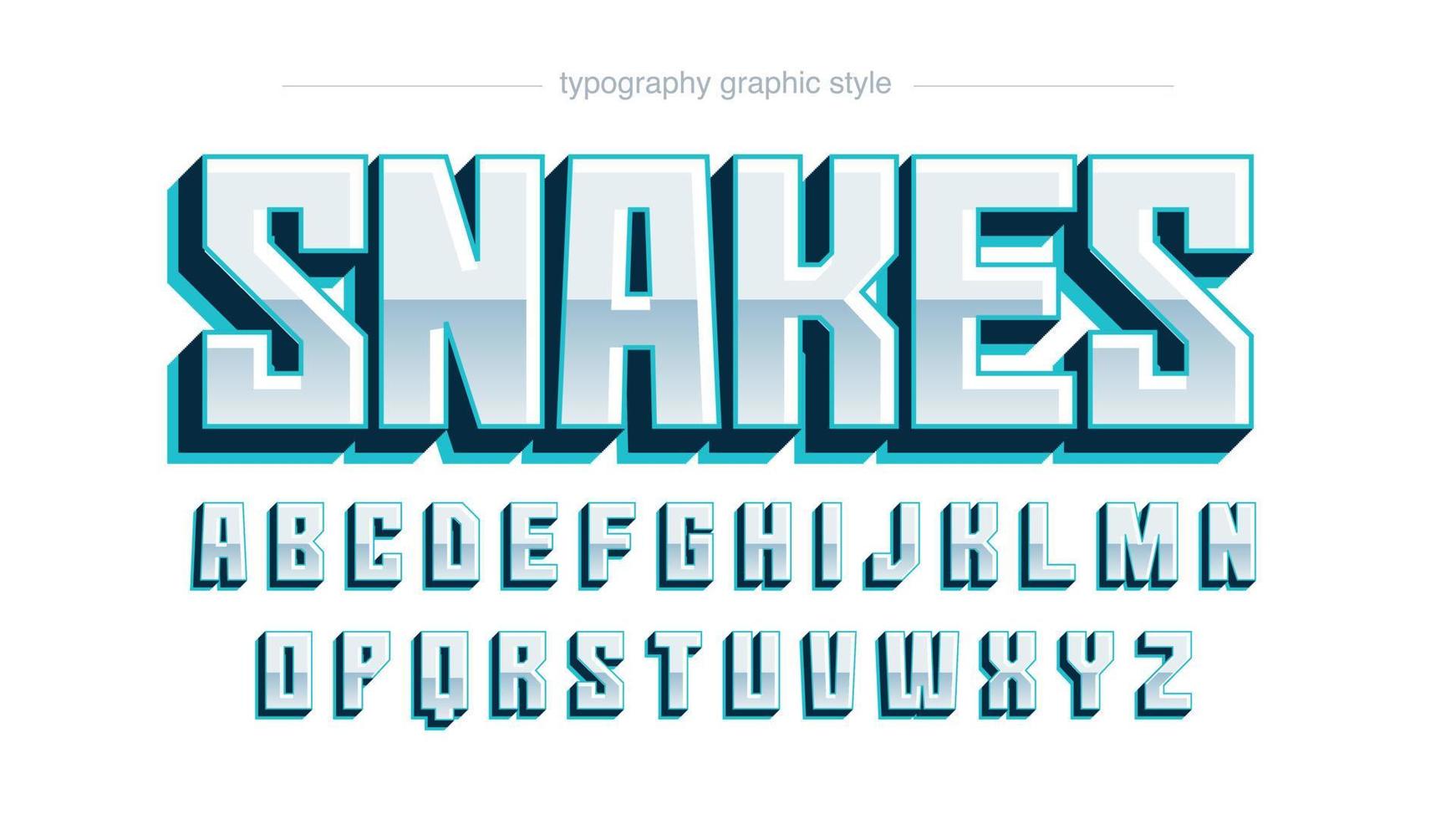 Blue chrome metallic gaming sports typography vector