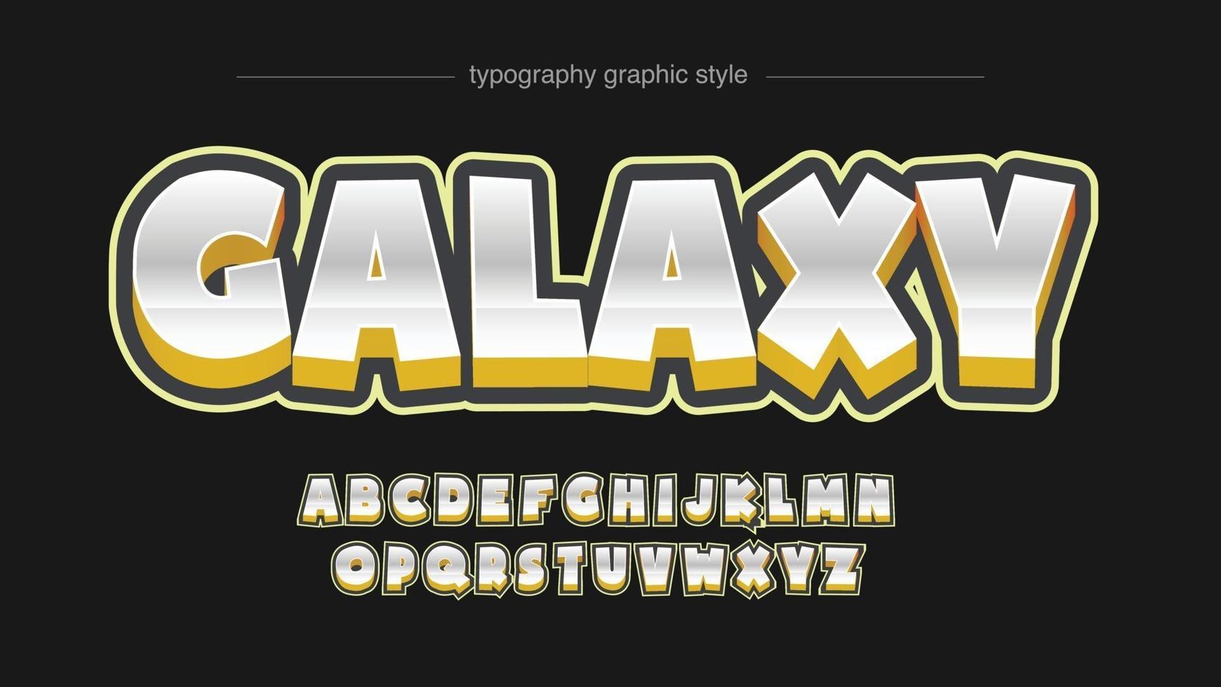 Chrome and yellow cartoon 3d typography vector
