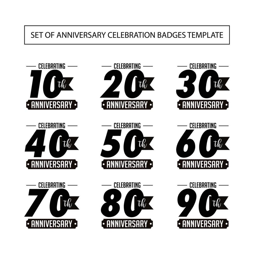 Set of Anniversary Celebration Badges Template vector