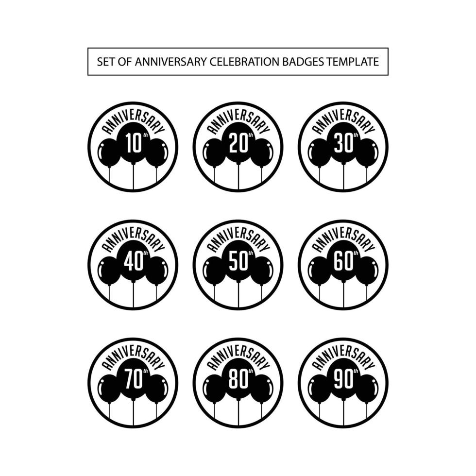 Set of Anniversary Celebration Badges Template vector