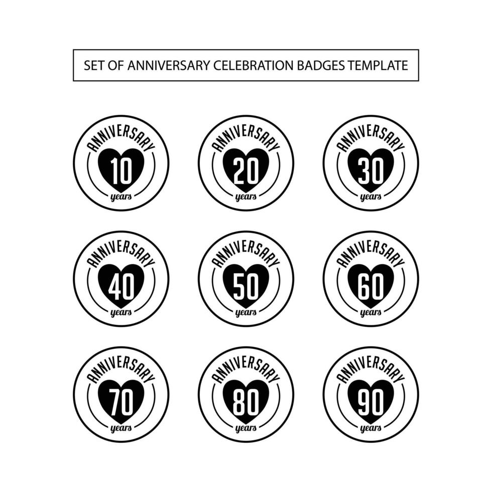 Set of Anniversary Celebration Badges Template vector