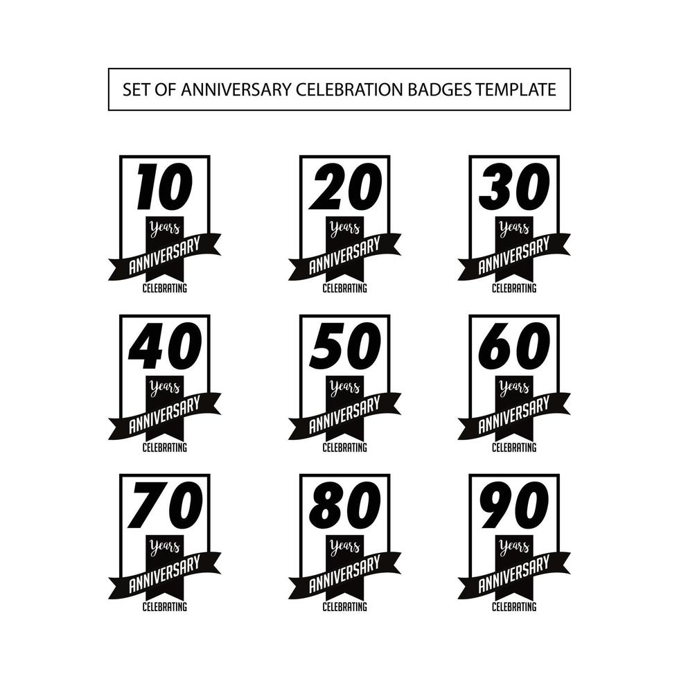 Set of Anniversary Celebration Badges Template vector