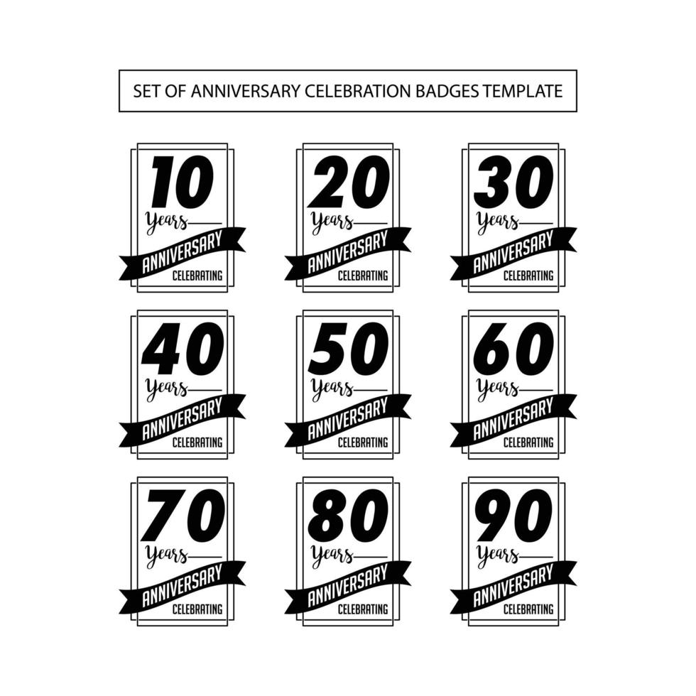 Set of Anniversary Celebration Badges Template vector