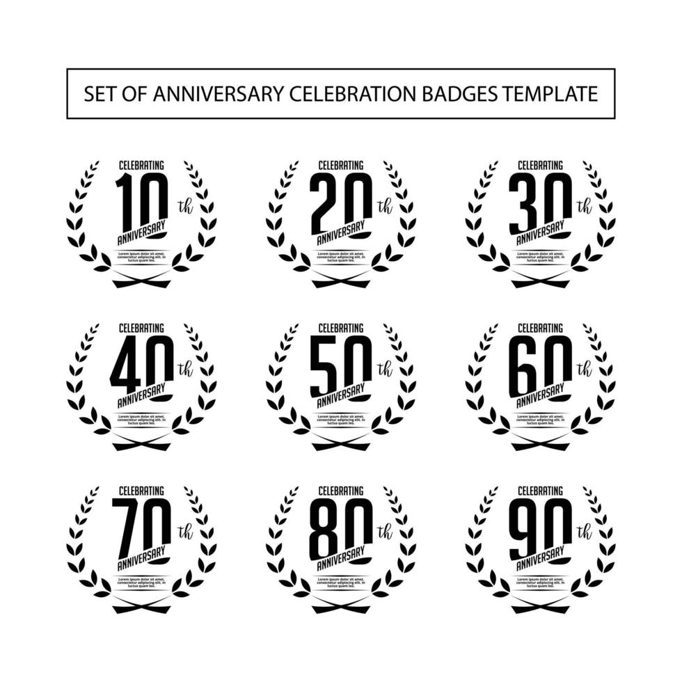 Set of Anniversary Celebration Badges Template vector