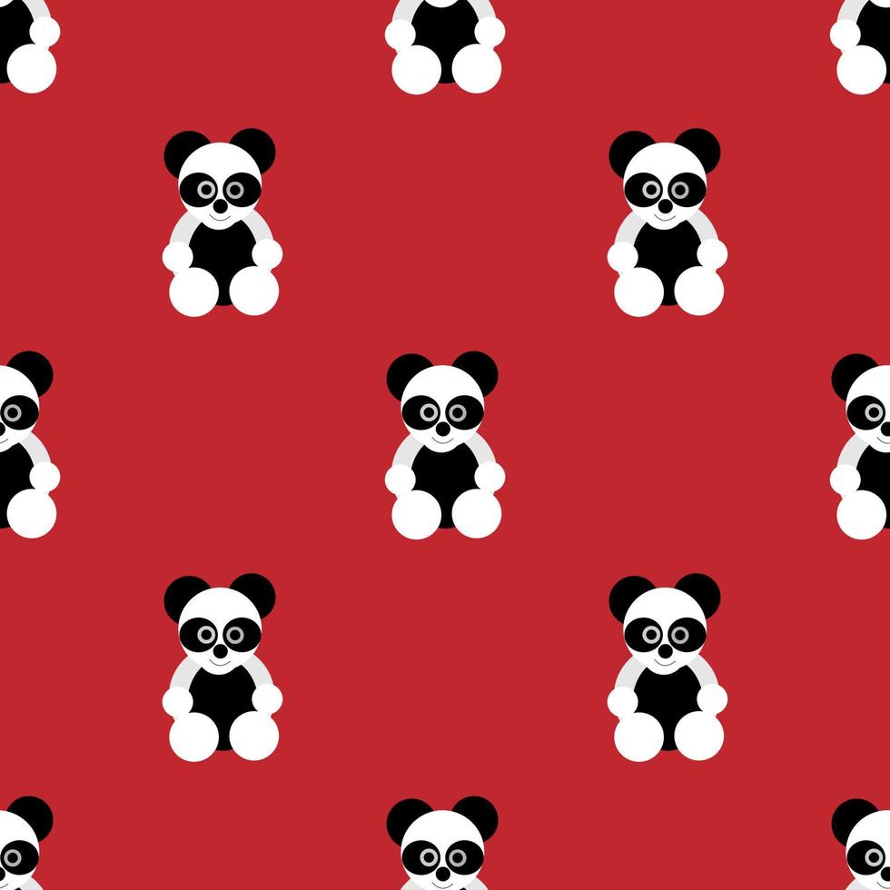 vector de ilustración de diseño animal de oso panda. fondo rojo. diseños de patrones sin fisuras para fondos de pantalla, fondos, cubiertas, corte de papel, pegatinas e impresiones en tela.