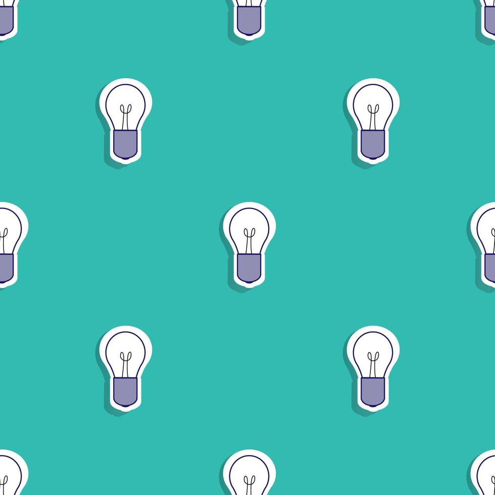 vector illustration design light bulb icon in white color with shadow. green background. Seamless pattern designs for wallpapers, backdrops, covers, paper cut, stickers and prints on fabric.