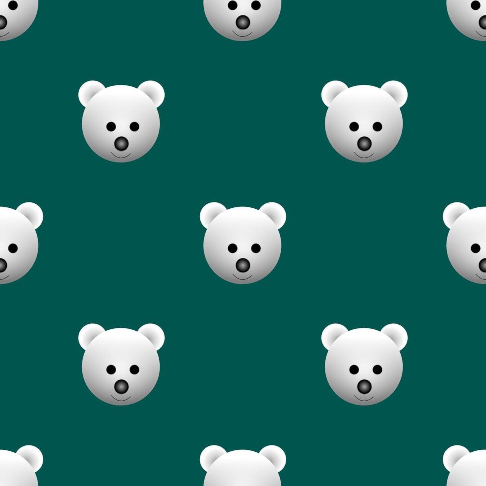 vector illustration of white bear animal face design. green background. Seamless pattern designs for wallpapers, backdrops, covers, paper cut, stickers and prints on fabric.