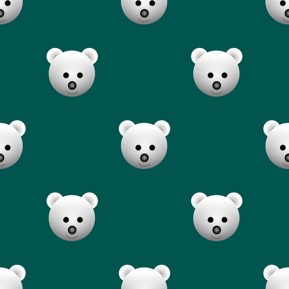 Ilustración de vector de diseño de cara de animal de oso blanco. fondo verde. diseños de patrones sin fisuras para fondos de pantalla, fondos, cubiertas, corte de papel, pegatinas e impresiones en tela.