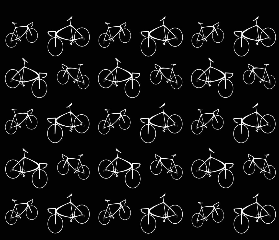 white bicycle icon pattern design on black background. vector illustration