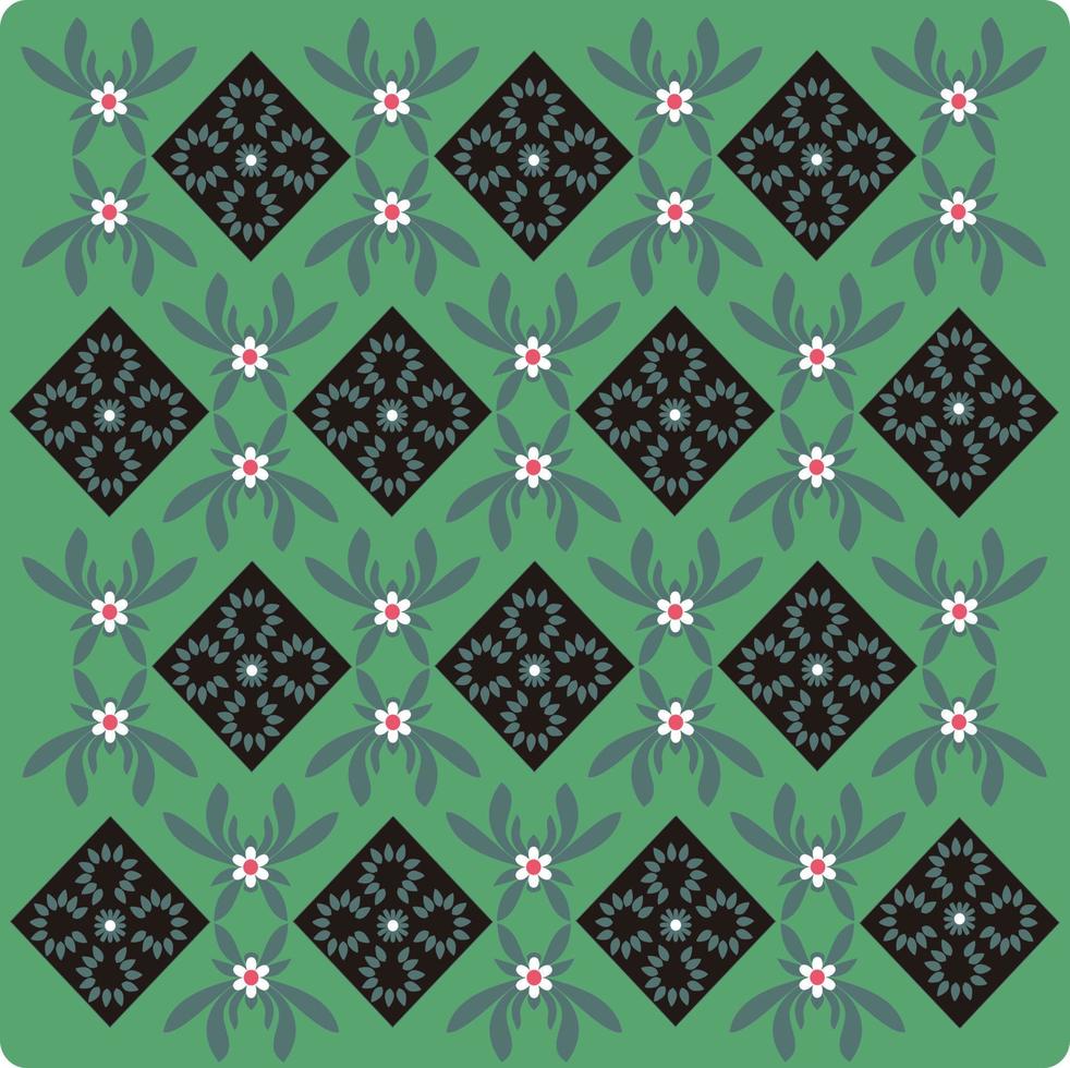 Batik pattern design with floral motif. Green texture. modern ornament pattern that can be applied to all fabrics. vector template