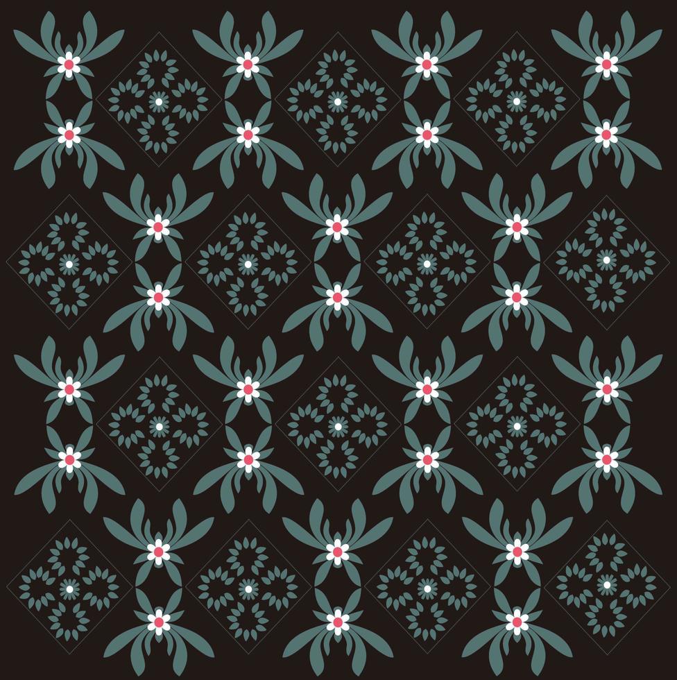 Batik pattern design with floral motif. Black texture. modern ornament pattern that can be applied to all fabrics. vector template