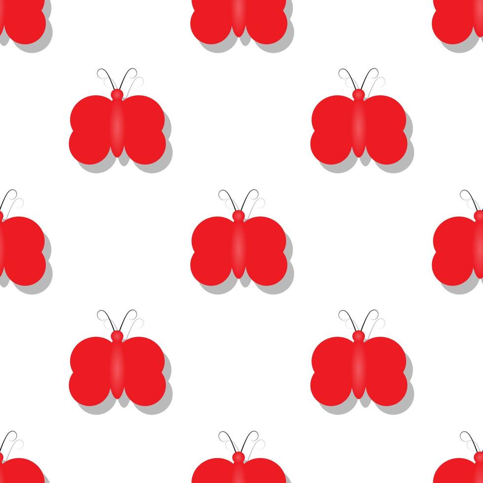 red butterfly design illustration vector. white background. Seamless pattern designs for wallpapers, backdrops, covers, paper cut, stickers and prints on fabric. vector