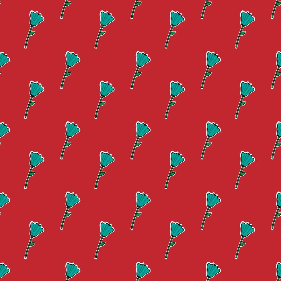 vector illustration of green floral design with shadow. red background. seamless pattern design for wallpaper, backdrop, cover, paper cut, sticker and print on fabric.