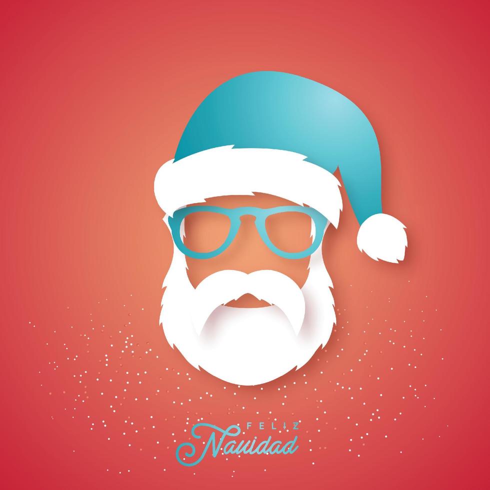 arte de papel feliz navidad tarjeta de felicitación con santa claus vector