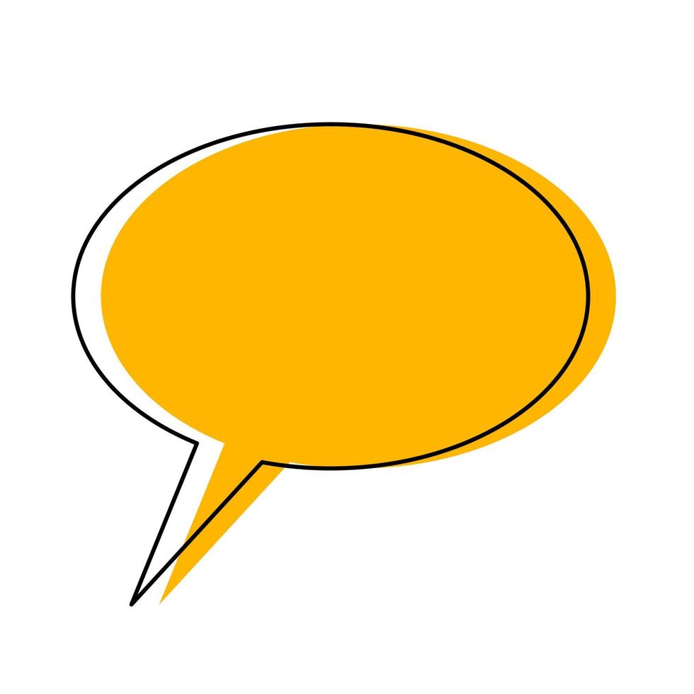 Yellow oval speech bubble with abstract black outline for banner or warning on white background. vector illustration.