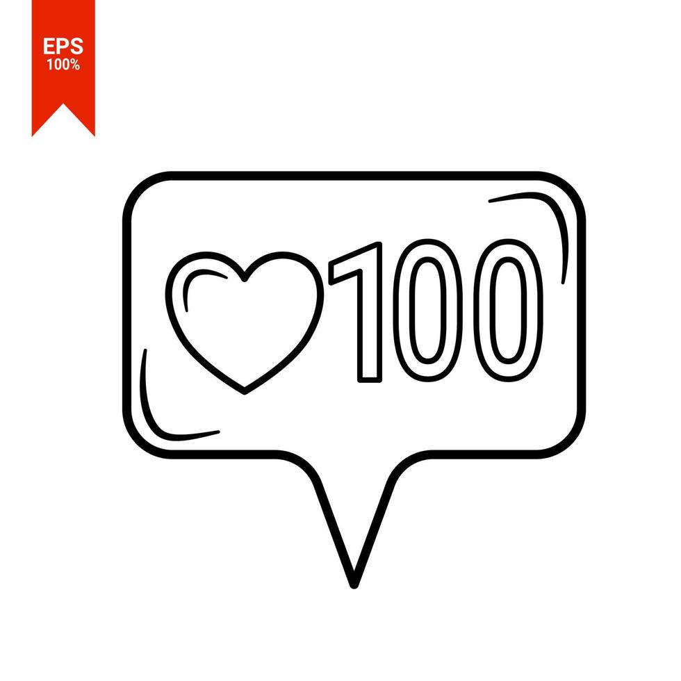 Like icon line for social media with number of likes with heart illustration. Notification vector social media icons. Message bubble notification flat interface on white background. vector
