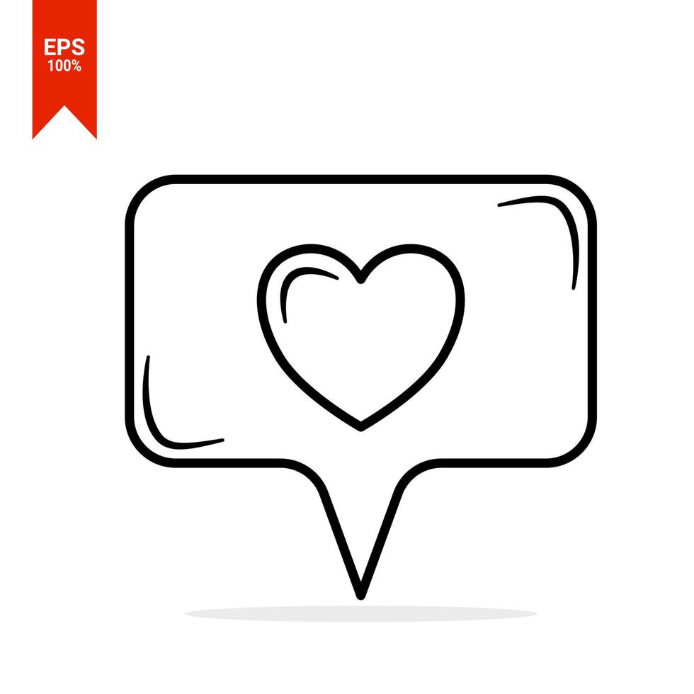 Like icon line for social media with number of likes with heart illustration. Notification vector social media icons. Message bubble notification flat interface on white background. vector