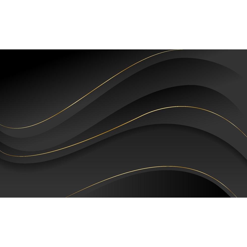 wave abstract background black gold line effect vector