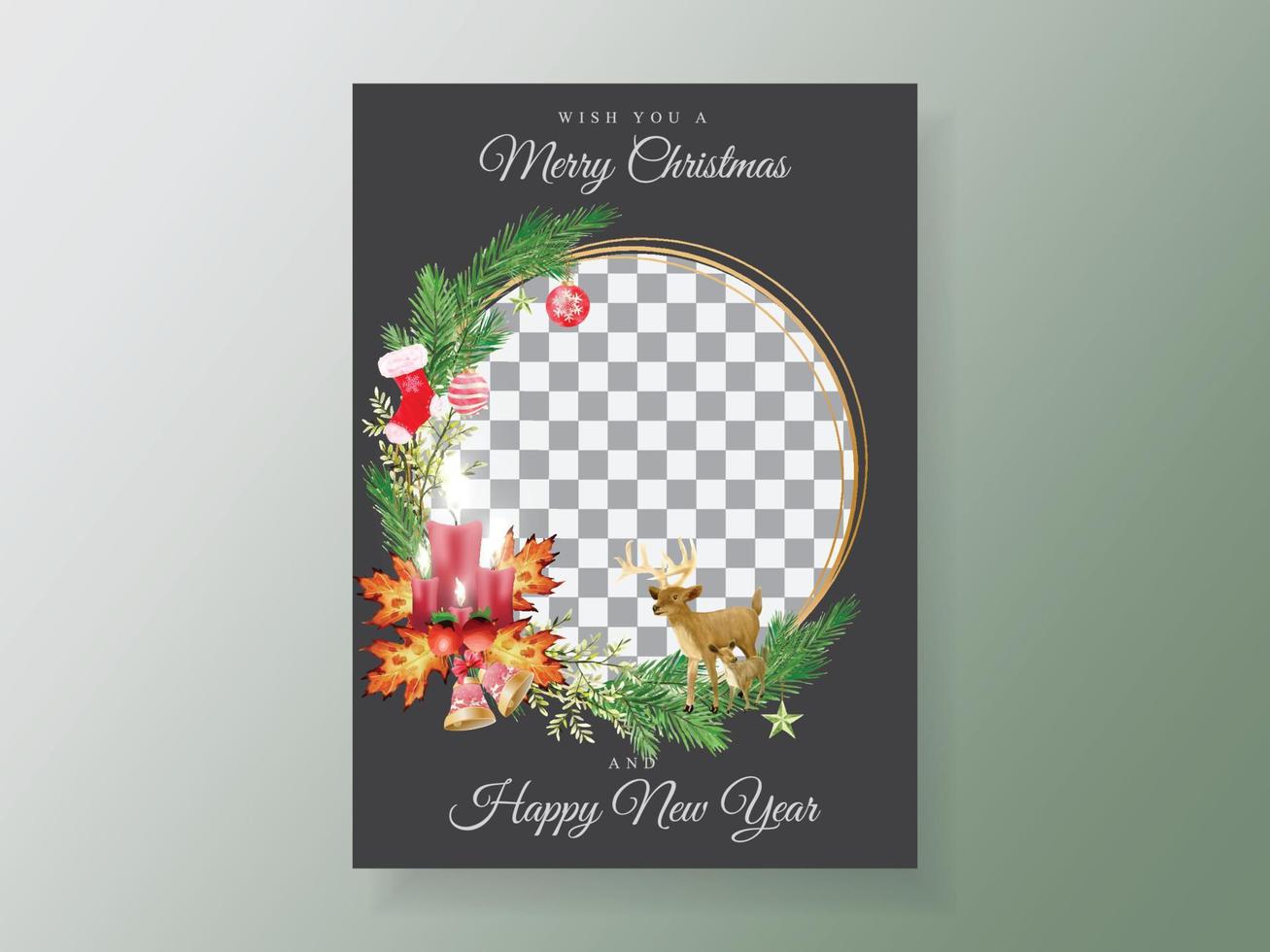 Elegant card template christmas theme vector